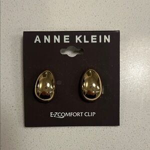 Anne Klein Gold Oval Clip Earrings